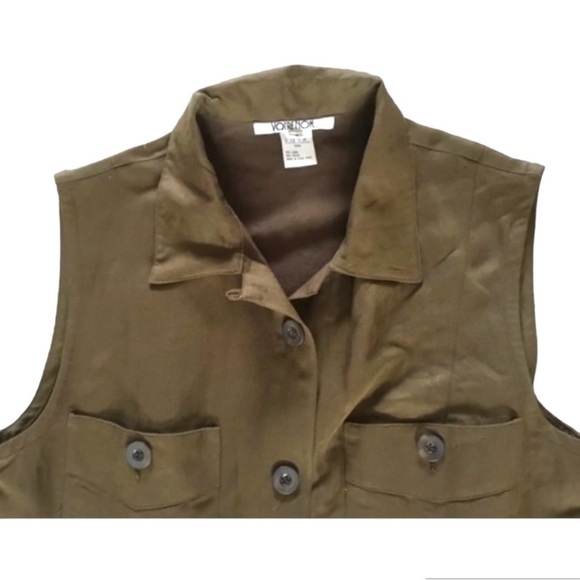 🇫🇷 NWOT Votre Nom Paris Olive Green Sleeveless Linen Blend Shirt Dress T3 M L - Picture 8 of 14